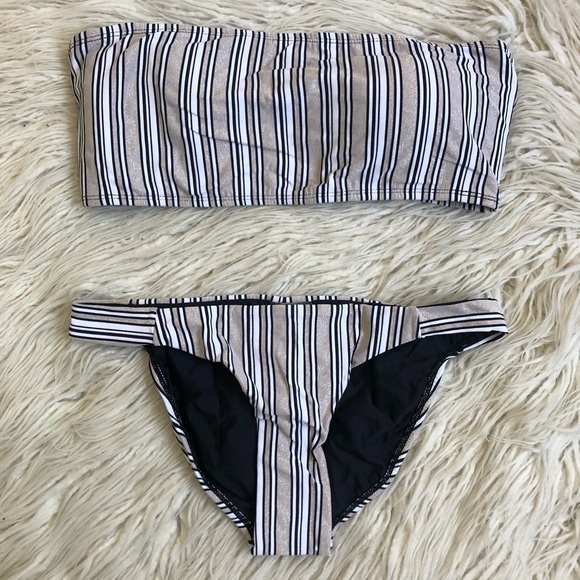 Pilyq Other - PilyQ PQ Swim Multicolor Harbour Stripe Tube Bandeau Hipster Bikini NWT Size L/D